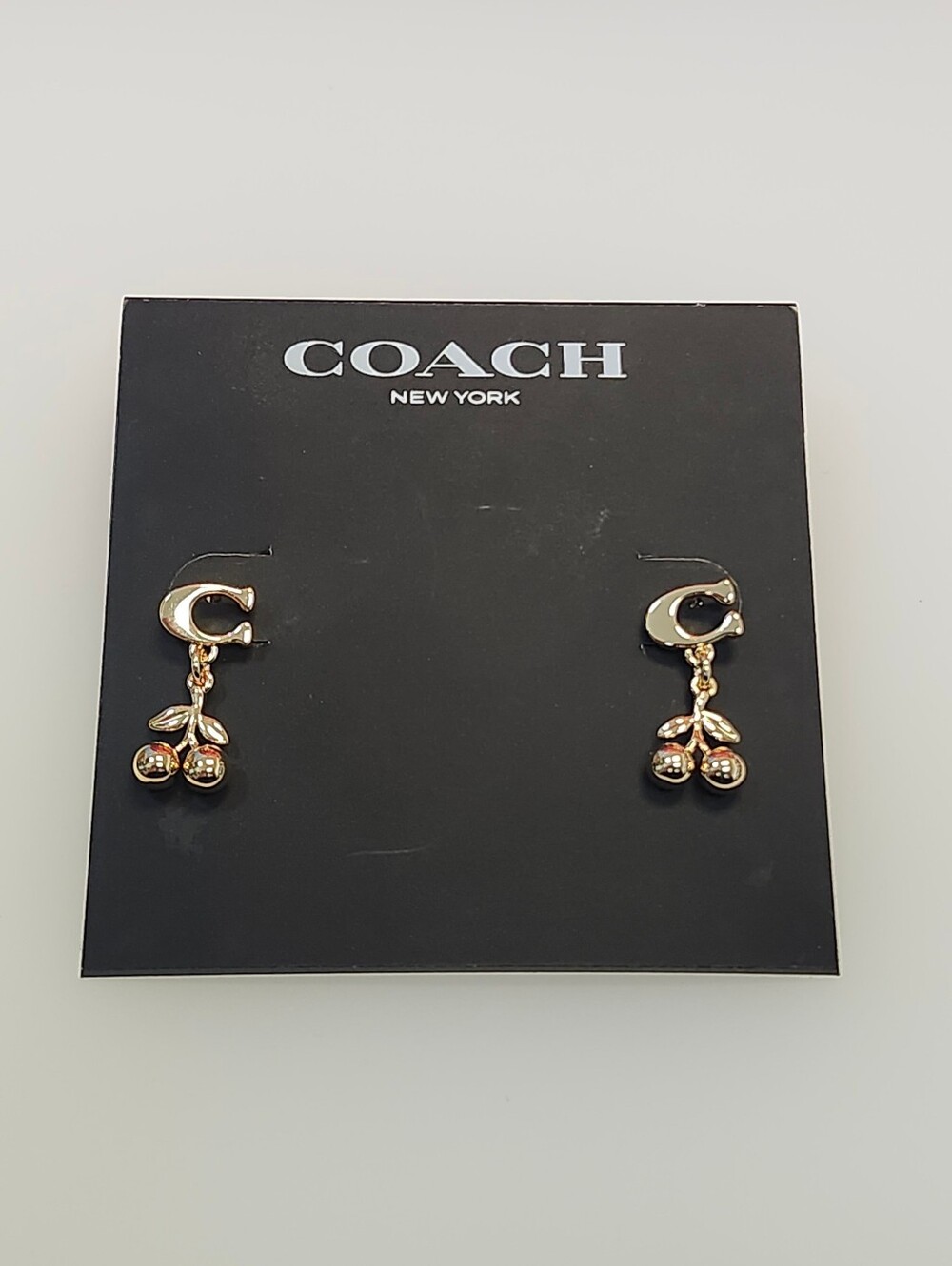 NWT Coach Gold-Tone Signature C Cherry Drop Earrings